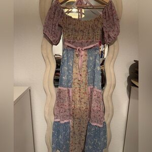 Floral Patchwork Maxi Dress with Puff Sleeves. LoveShack Fancy inspired.